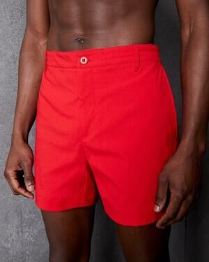 Outlier NYC F Cloth Shorts Mens 35 Red Nylon Stretch Made Portugal